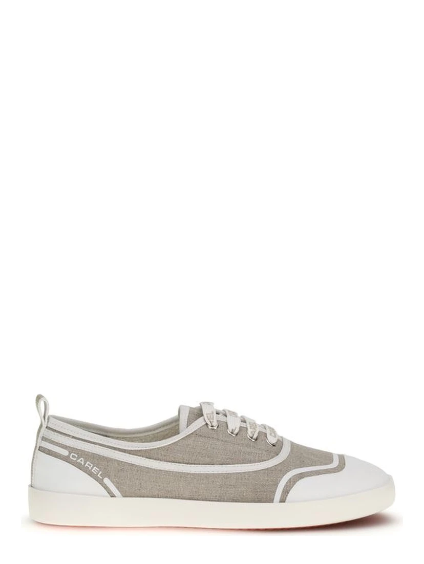Beige Cotton Low Top Sneakers