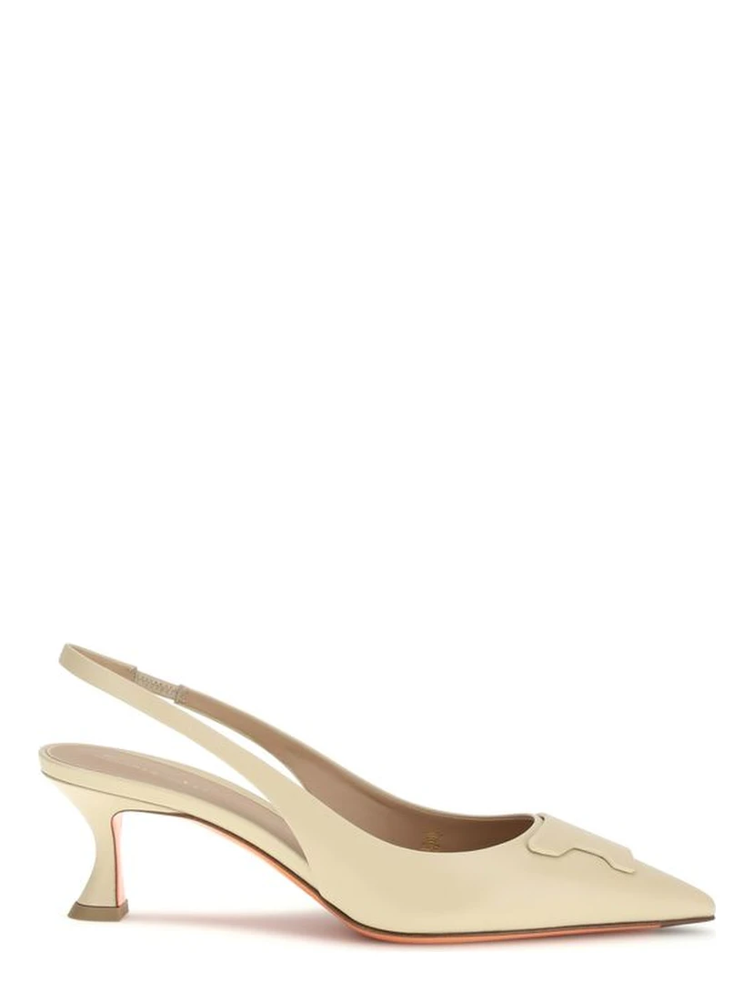 Beige Calf Leather Bos Taurus Mid Heel Pumps