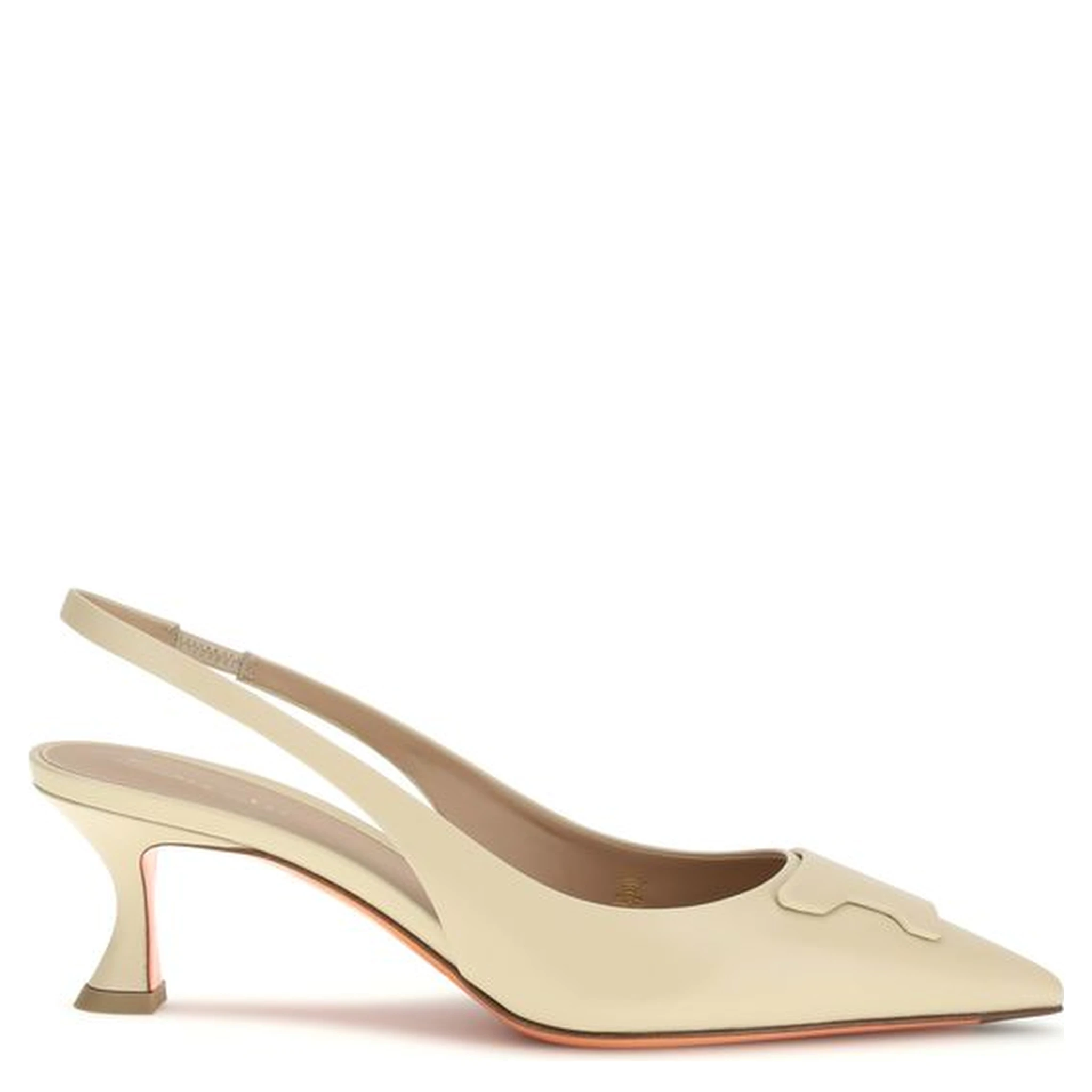 Beige Calf Leather Bos Taurus Mid Heel Pumps