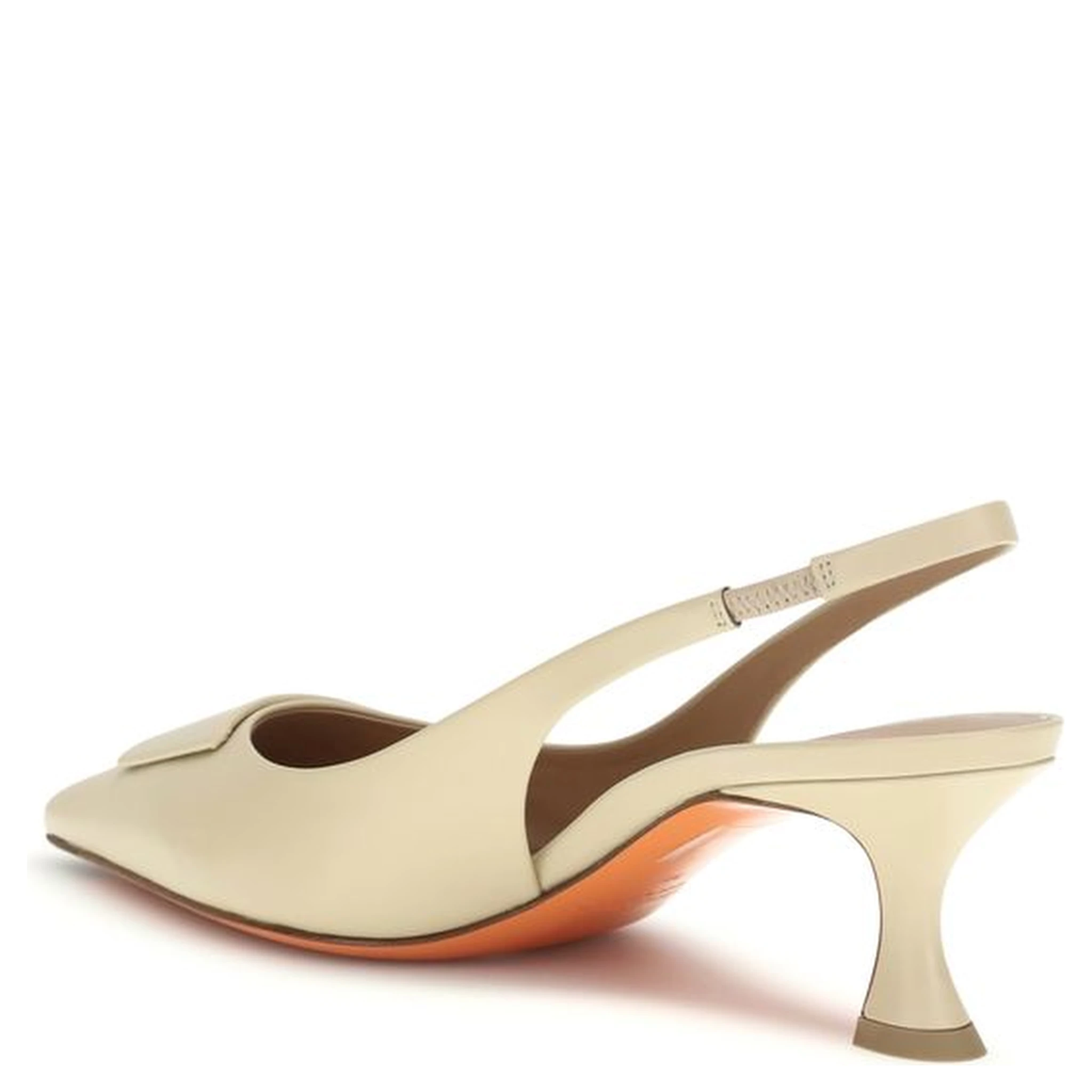 Beige Calf Leather Bos Taurus Mid Heel Pumps