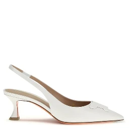White Calf Leather Bos Taurus Mid Heel Pumps
