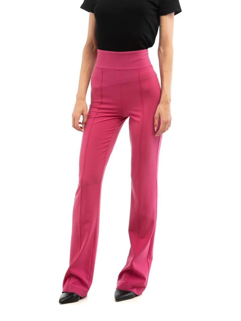 Fuchsia Polyester Flared Pants