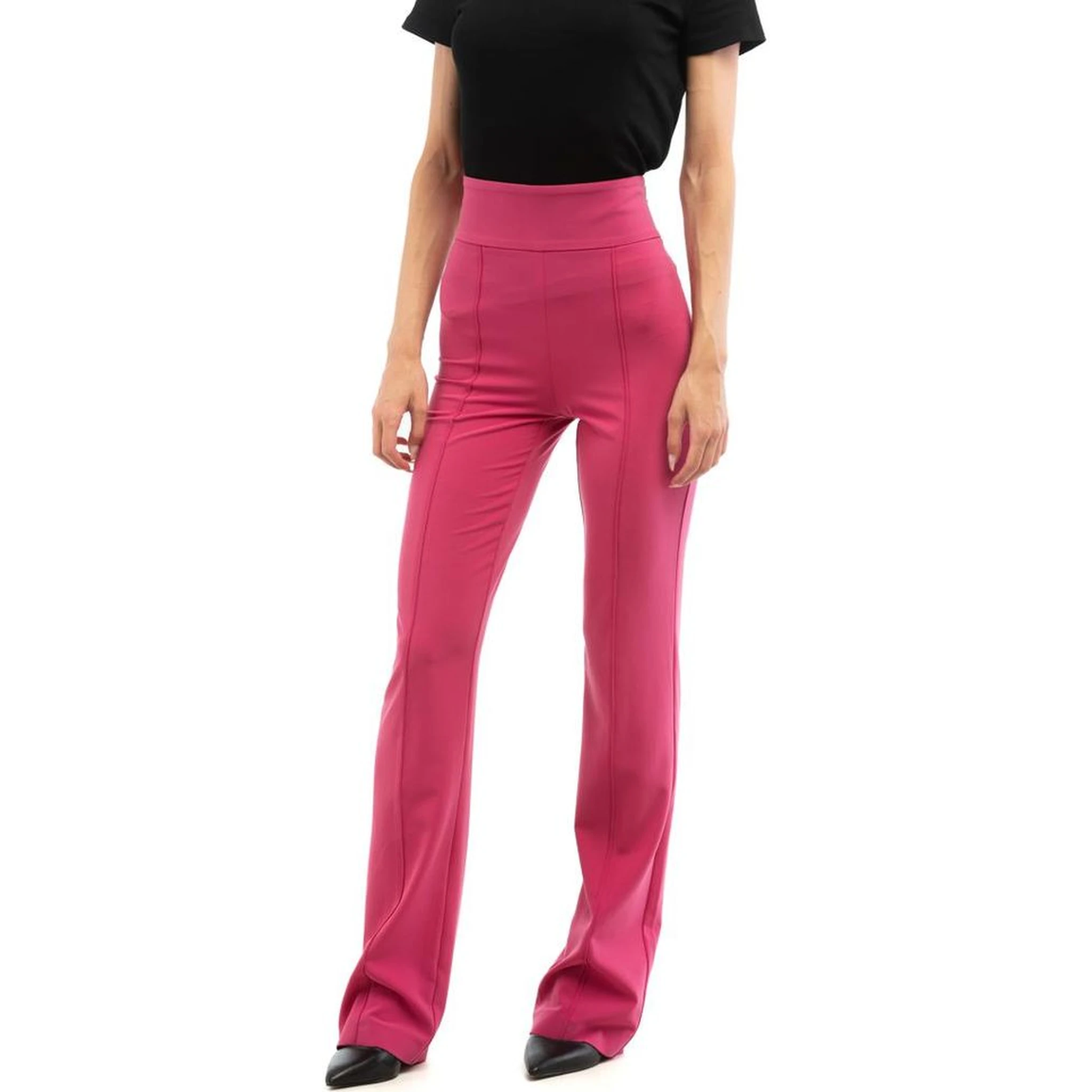 Fuchsia Polyester Flared Pants