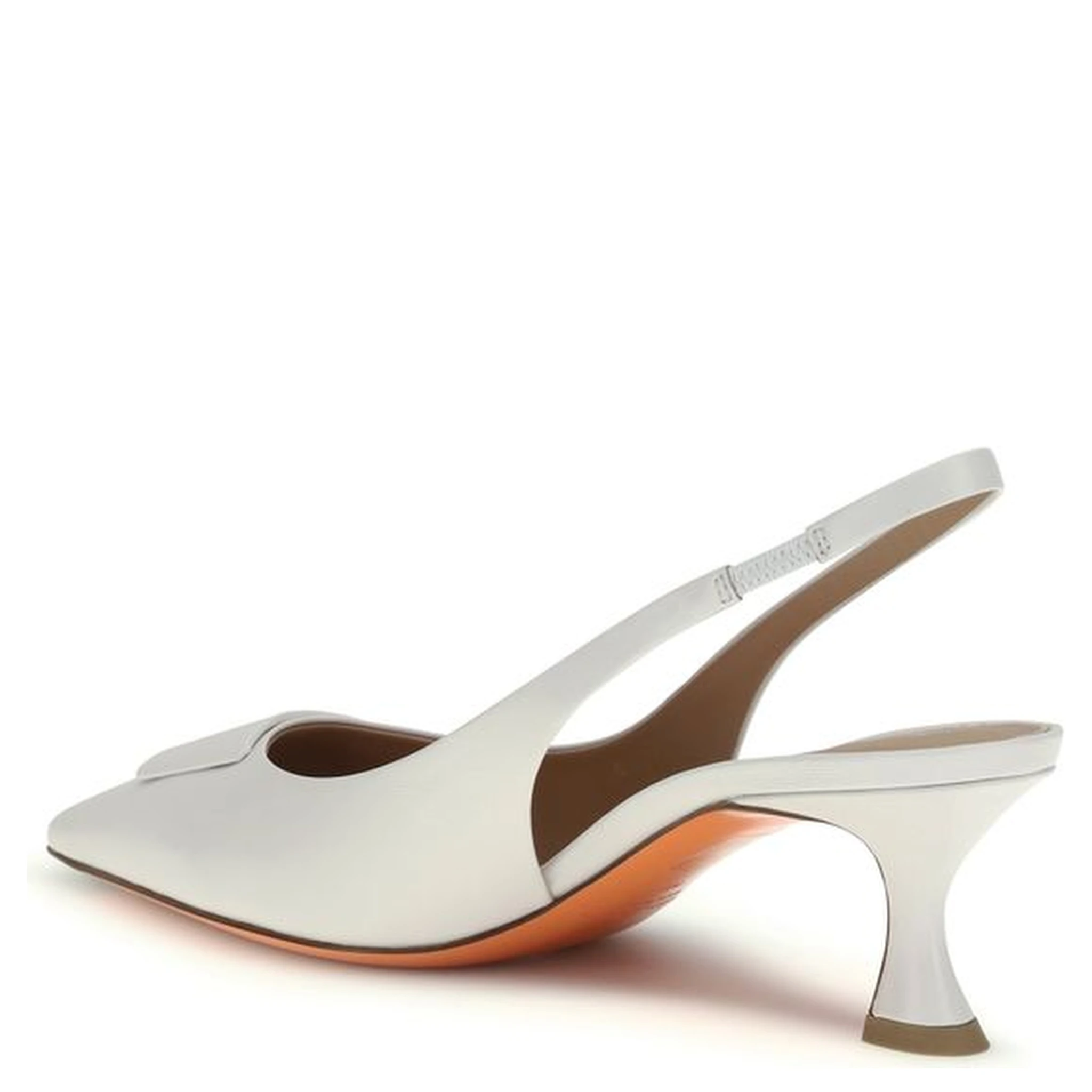 White Calf Leather Bos Taurus Mid Heel Pumps