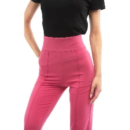 Fuchsia Polyester Flared Pants