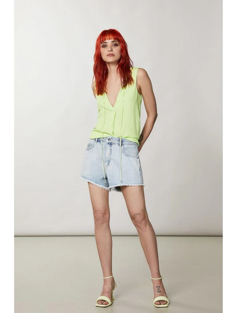 Yellow Viscose Short And Mini Shorts