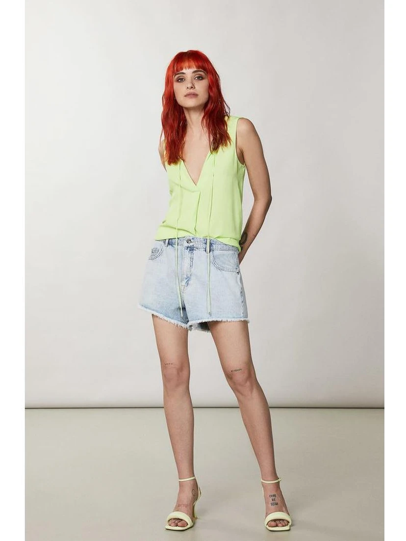 Yellow Viscose Short And Mini Shorts