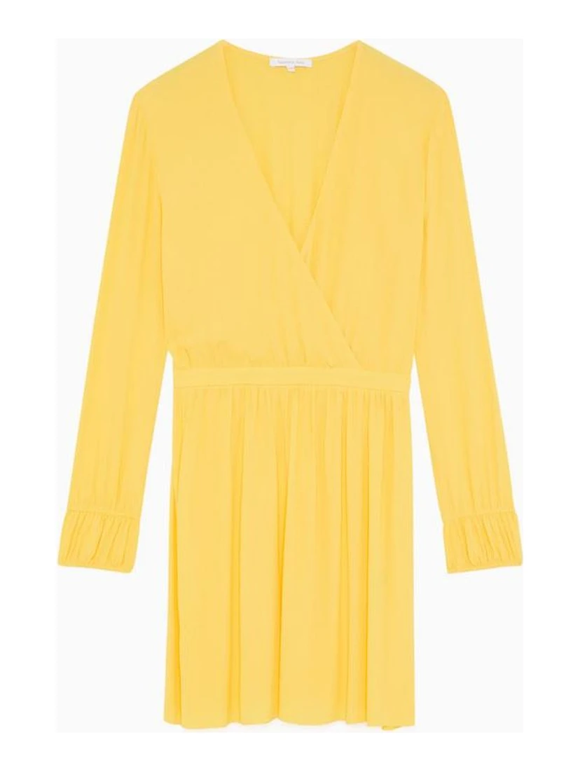 Yellow Viscose Casual Dress