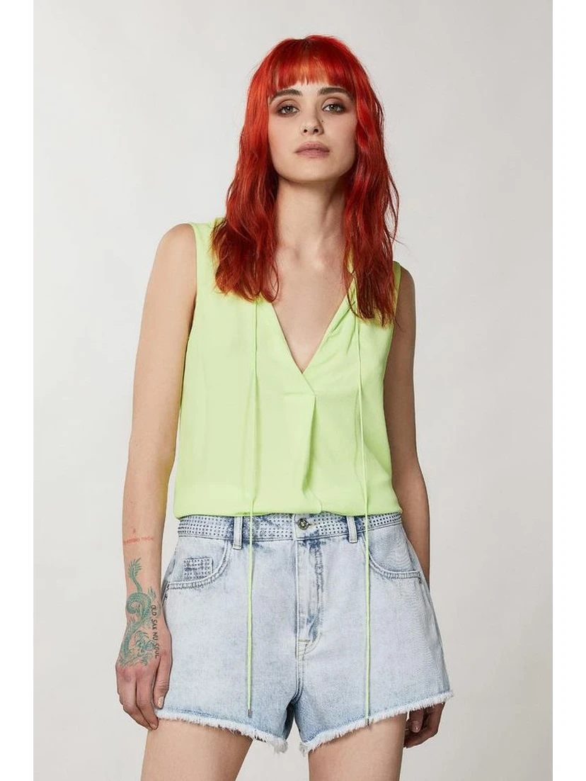 Yellow Viscose Short And Mini Shorts