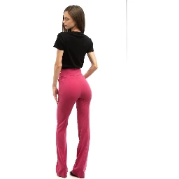 Fuchsia Polyester Flared Pants