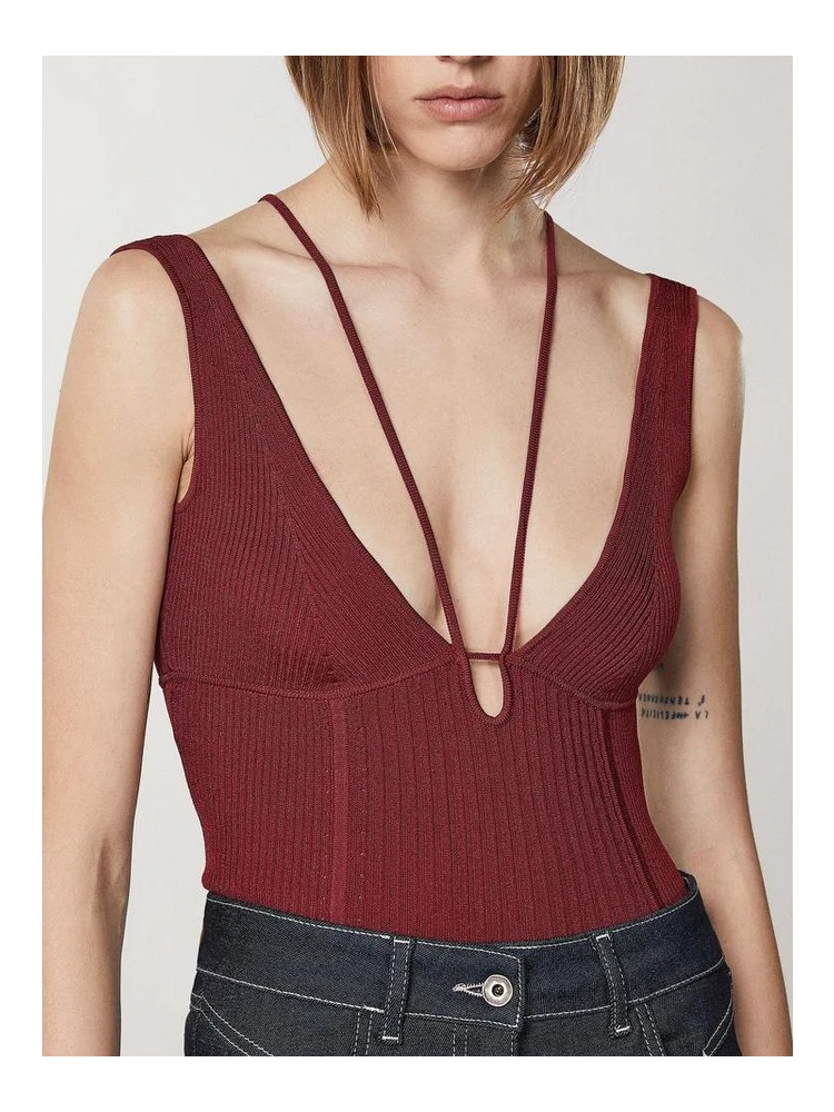 Red Viscose Sleeveles T-Shirt alternative