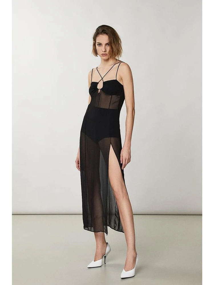 Black Viscose Casual Dress