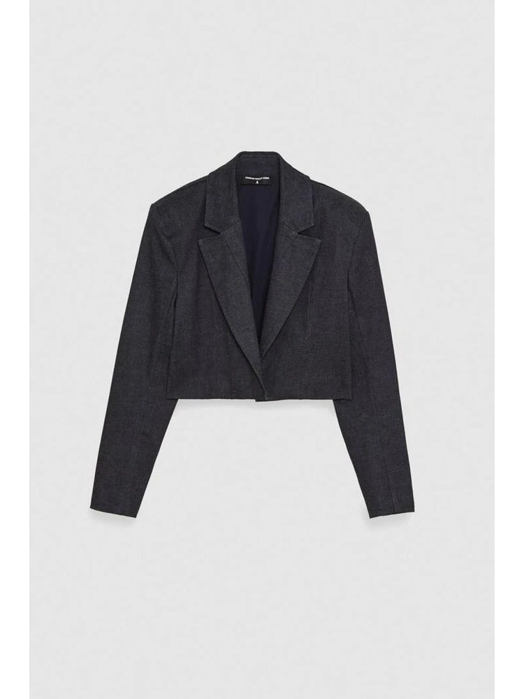 Navy Blue Cotton Blazer