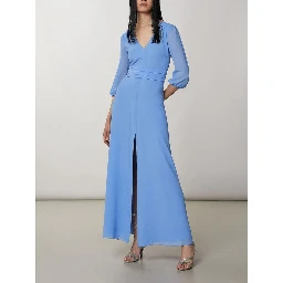 Blue Polyester Casual Dress