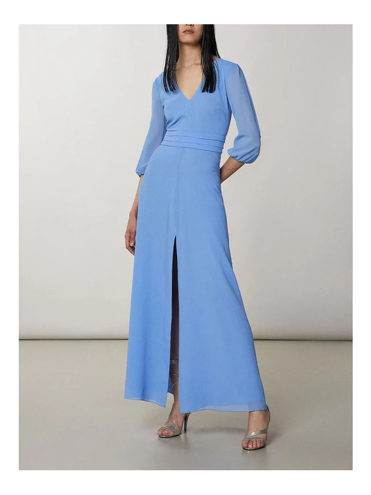 Blue Polyester Casual Dress