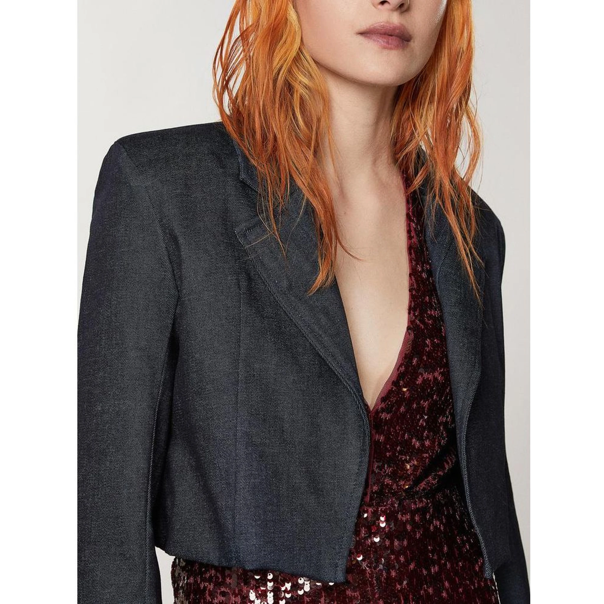 Navy Blue Cotton Blazer