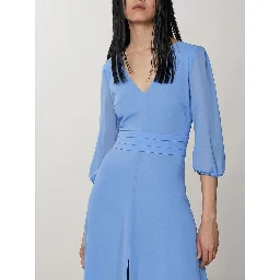 Blue Polyester Casual Dress