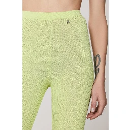 Yellow Viscose Casual Pants