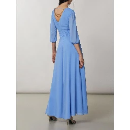 Blue Polyester Casual Dress