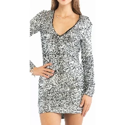 Silver Polyester Cocktail Dress