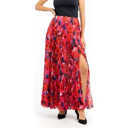 Red Polyester Long Skirt