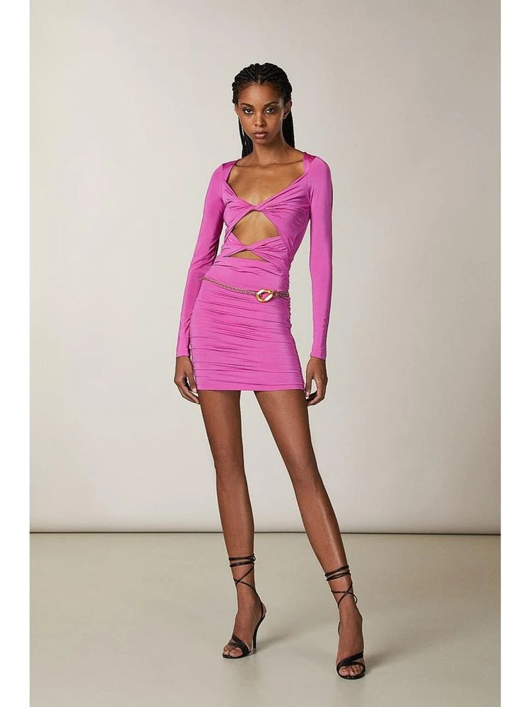 Purple Nylon Casual Dress