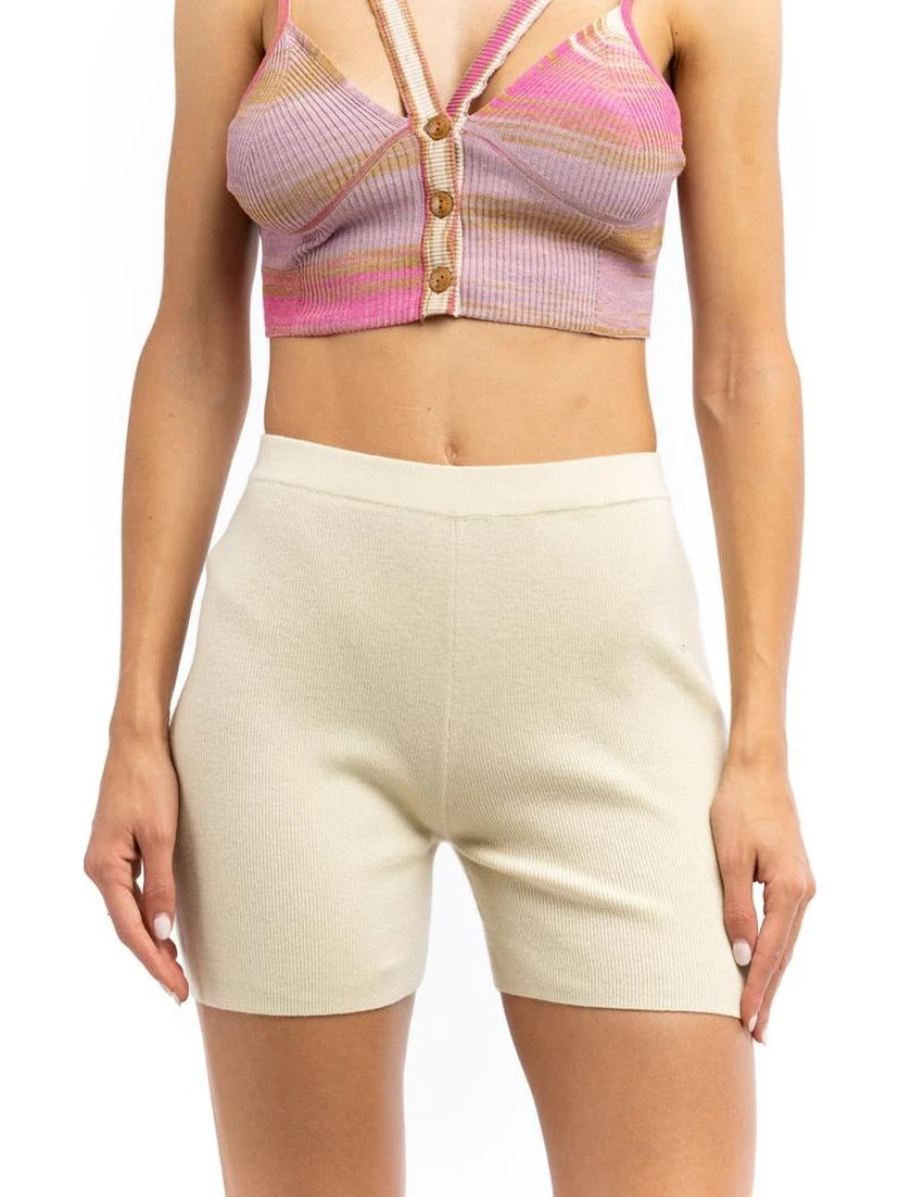 Beige Nylon Short And Mini Shorts
