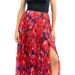 Red Polyester Long Skirt