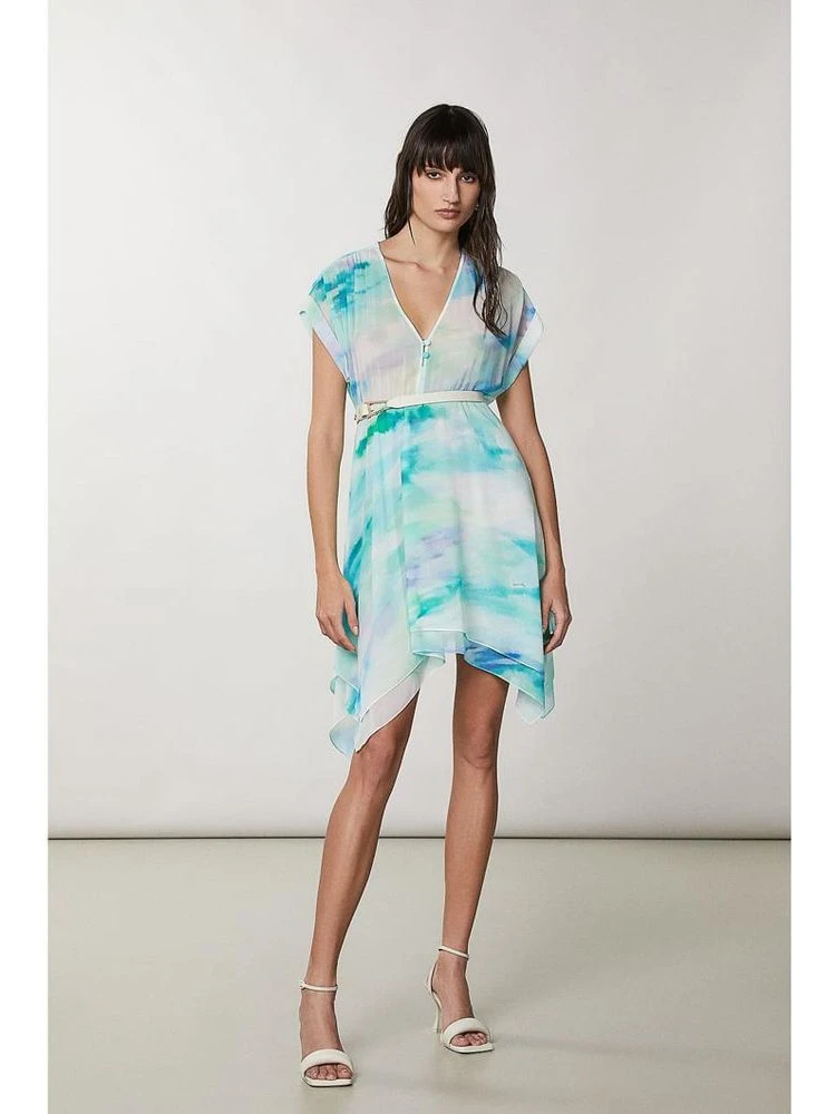 Turquoise Polyester Casual Dress