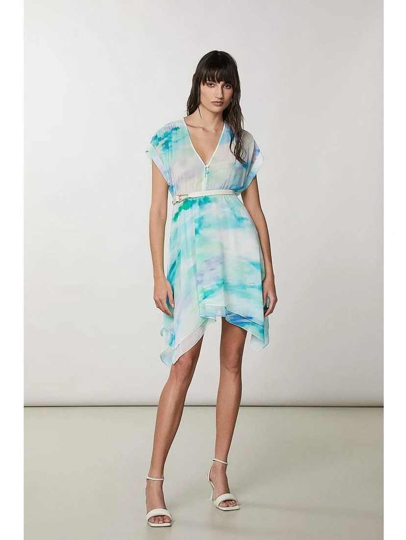 Turquoise Polyester Casual Dress