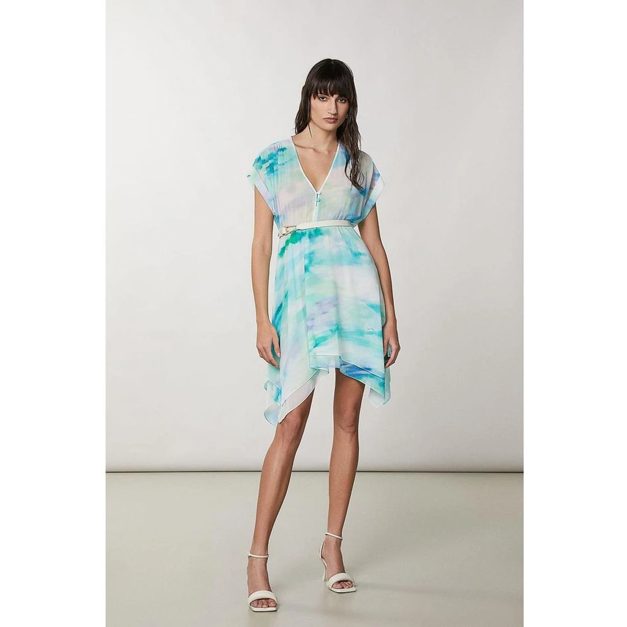 Turquoise Polyester Casual Dress