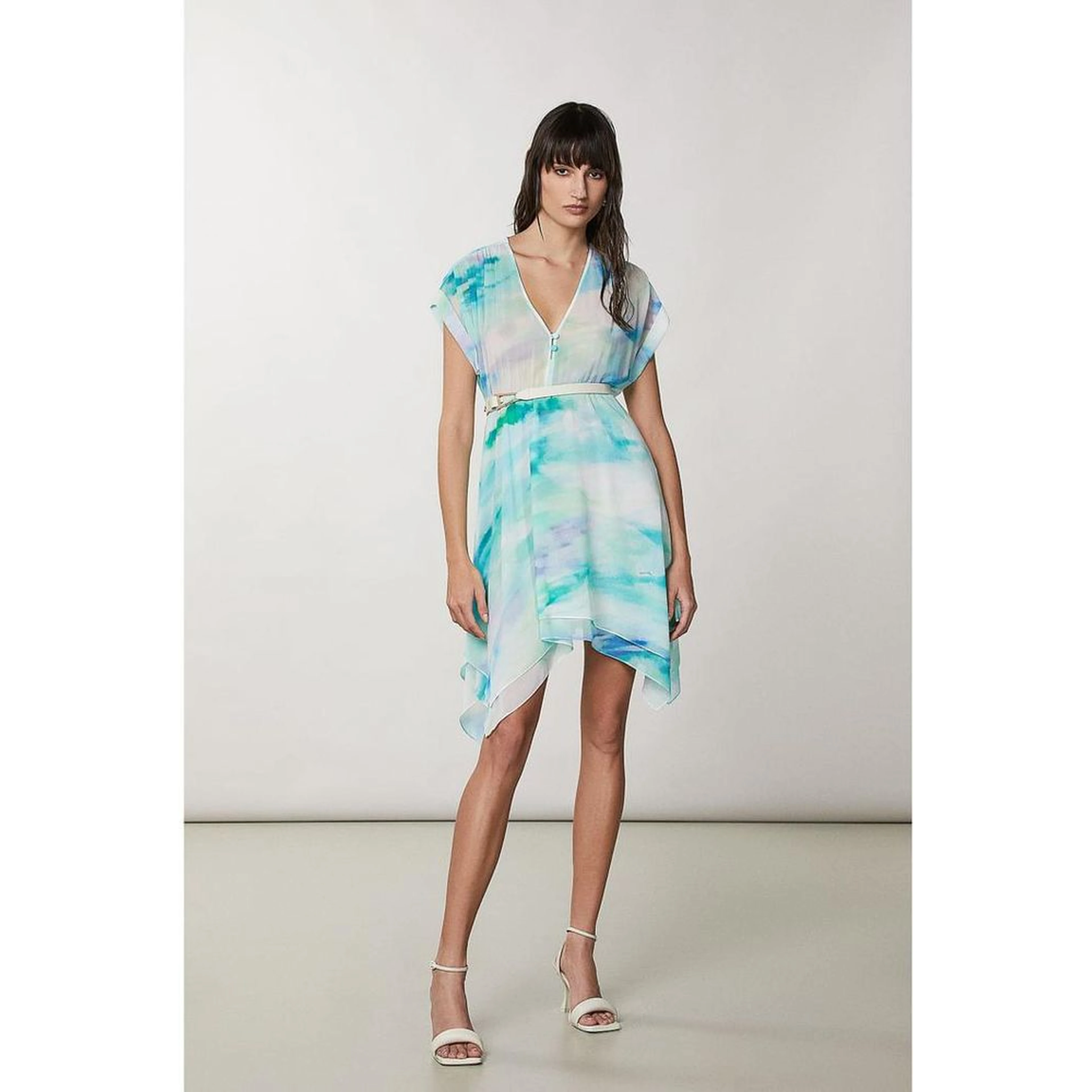 Turquoise Polyester Casual Dress