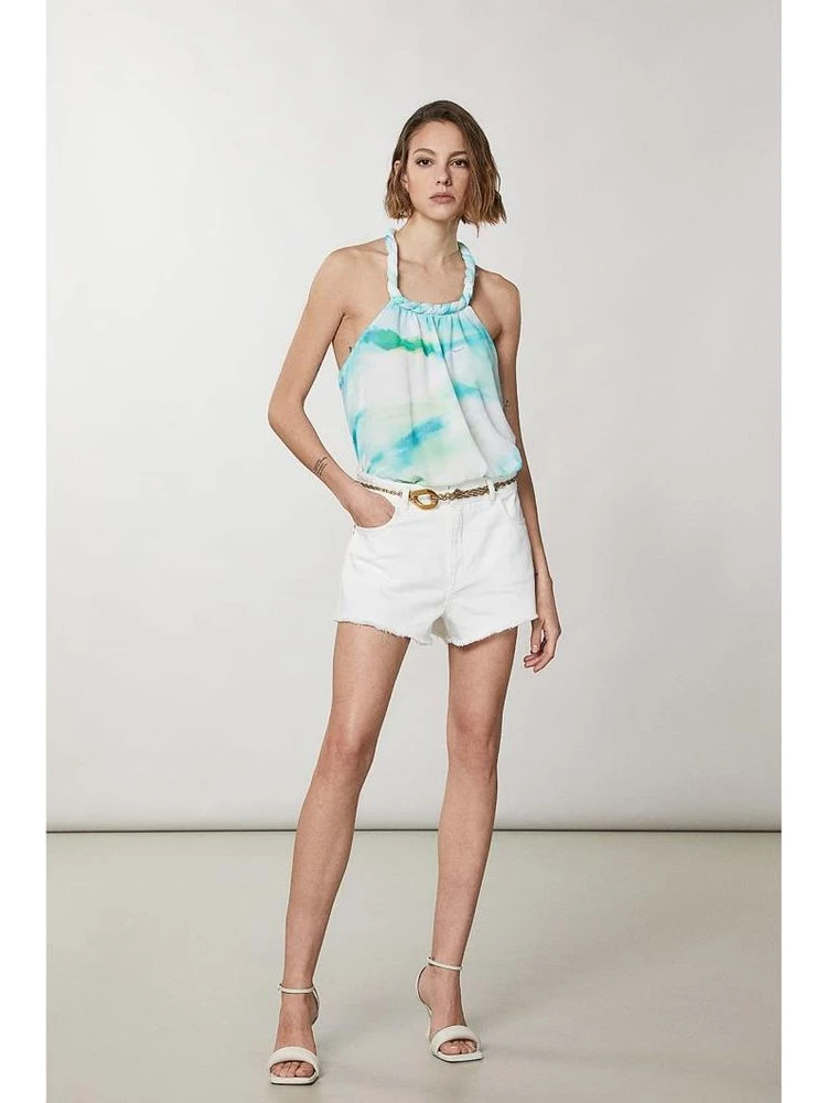 Turquoise Polyester Tank Tops