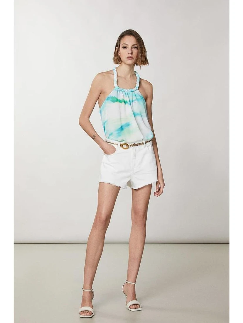 Turquoise Polyester Tank Tops