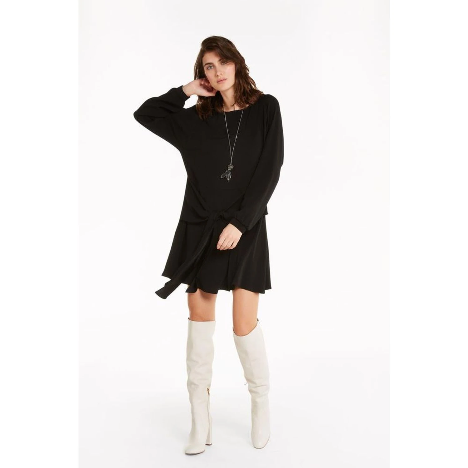 Black Viscose Casual Dress