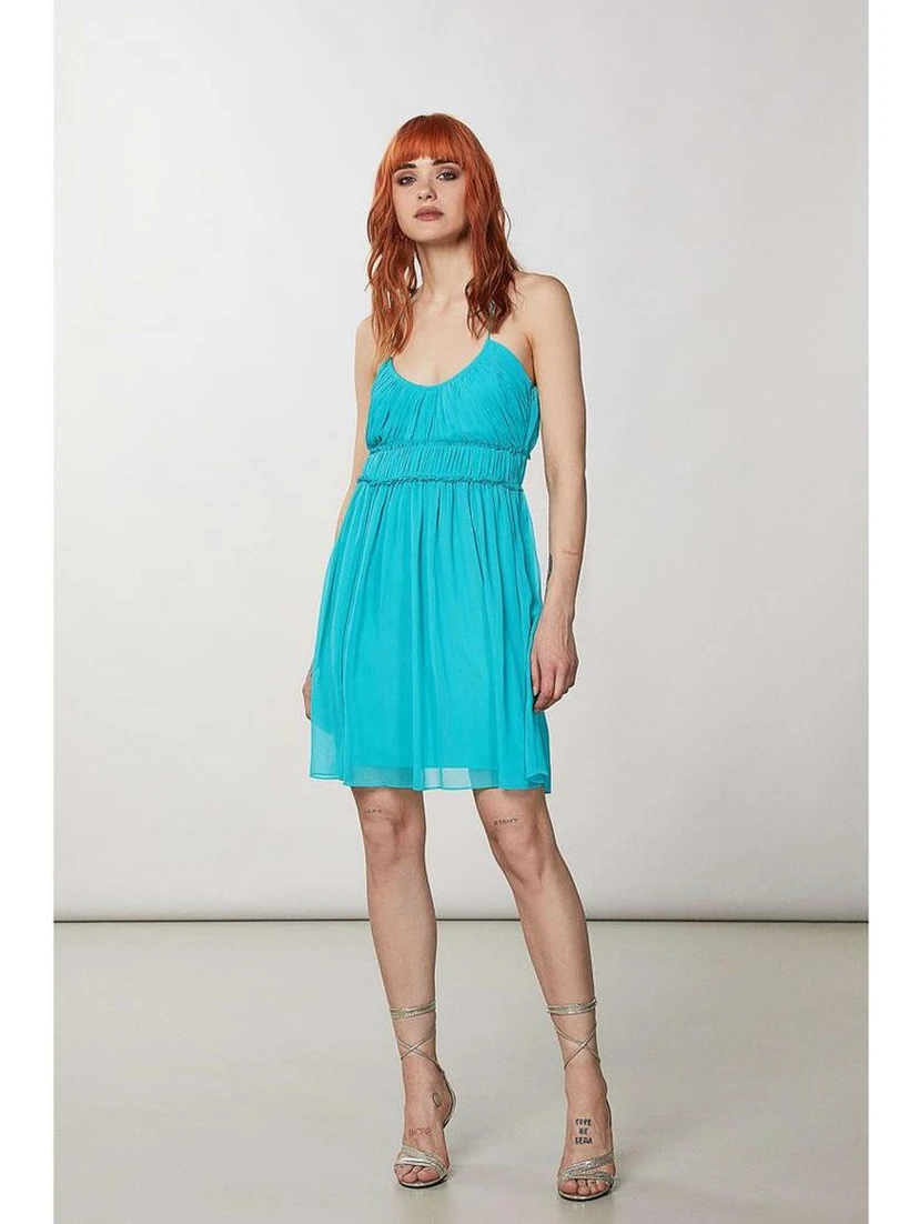 Turquoise Polyester Casual Dress