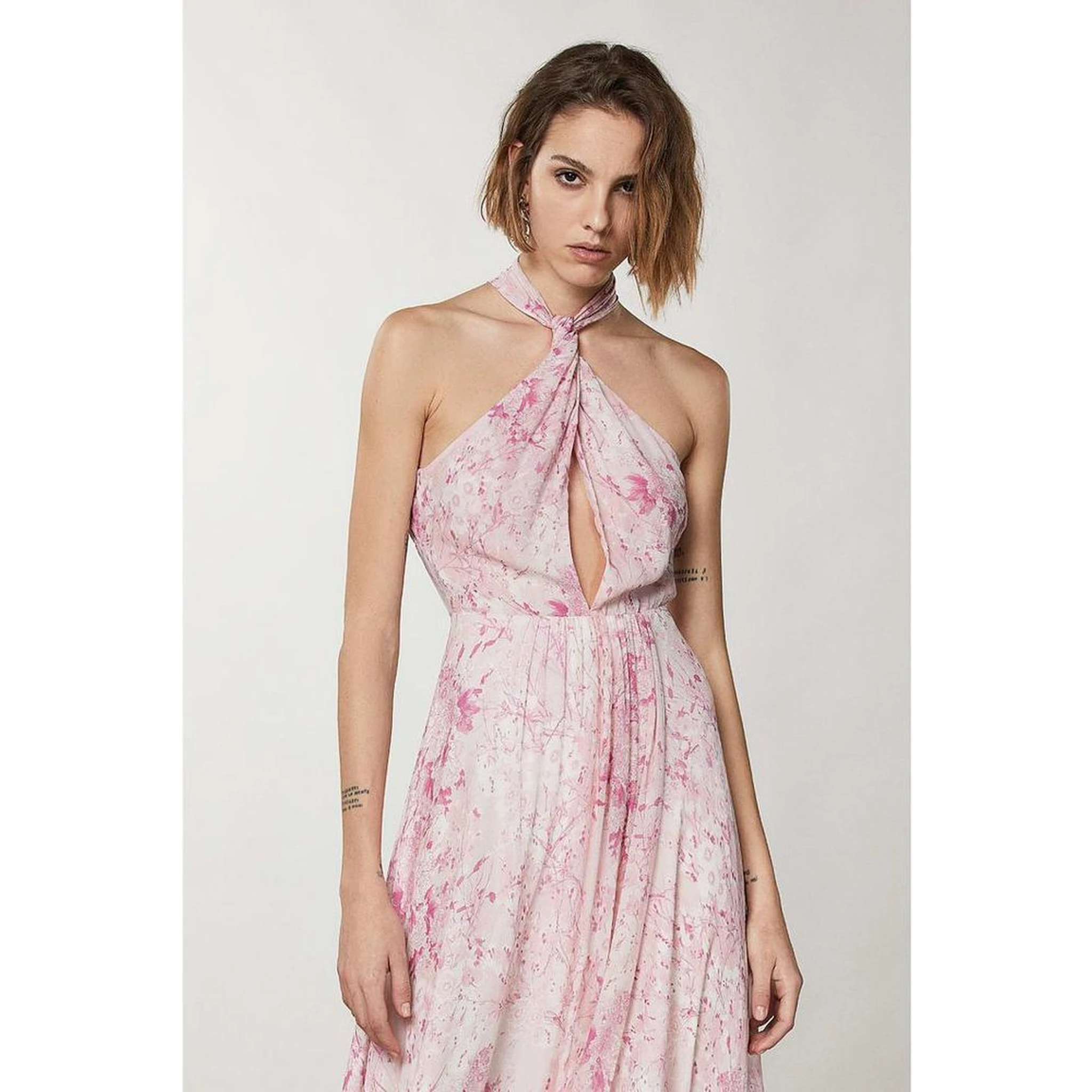 Pink Viscose Casual Dress