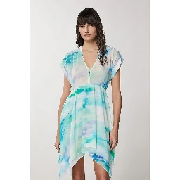 Turquoise Polyester Casual Dress