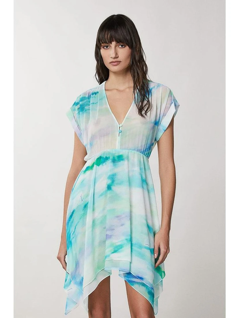 Turquoise Polyester Casual Dress