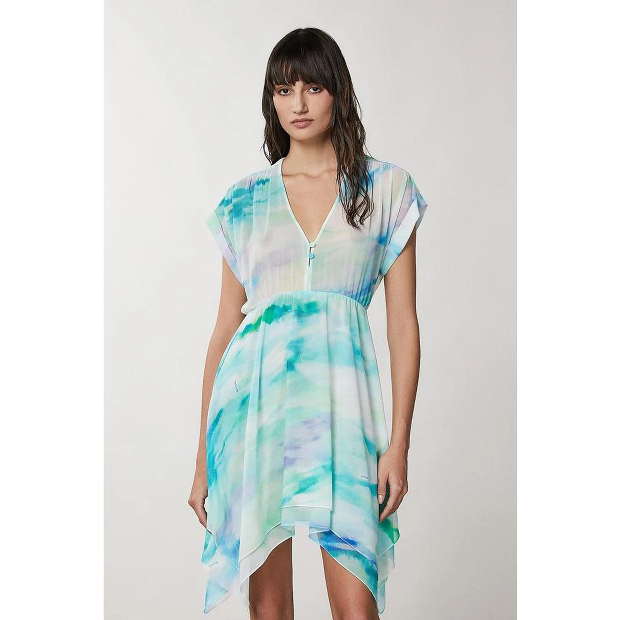 Turquoise Polyester Casual Dress
