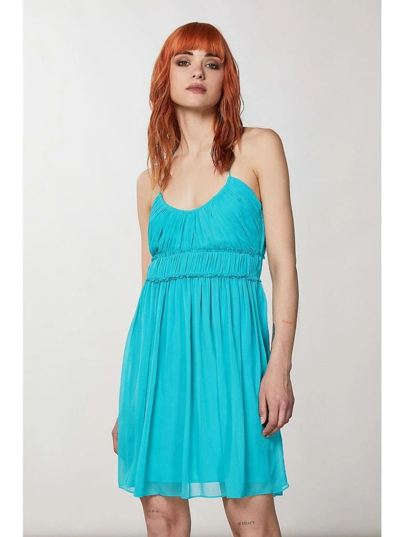 Turquoise Polyester Casual Dress