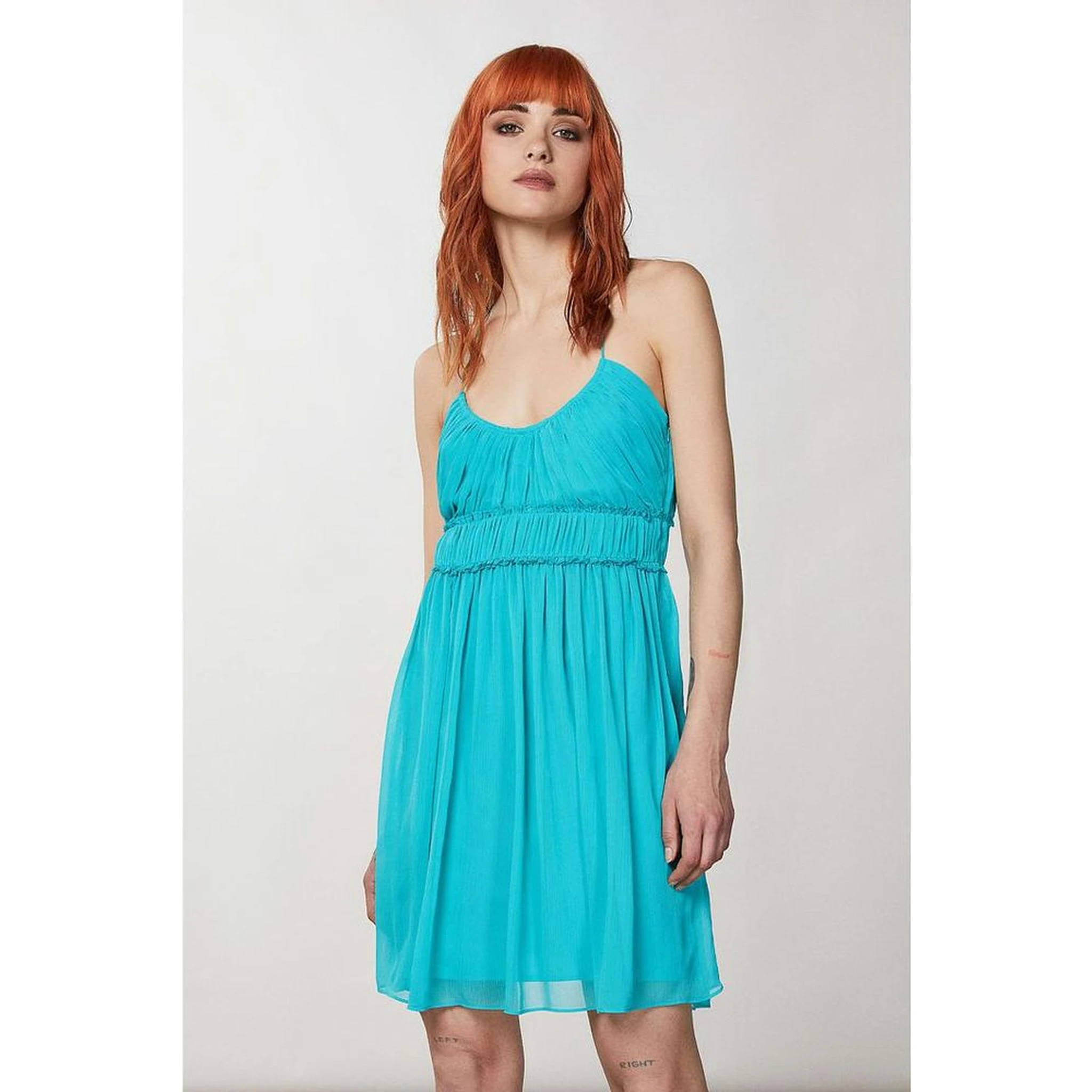 Turquoise Polyester Casual Dress