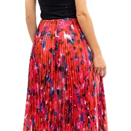 Red Polyester Long Skirt