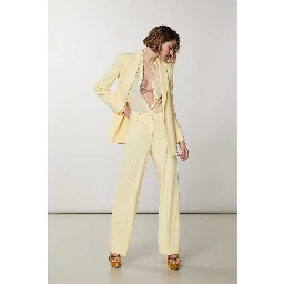 Yellow Polyester Casual Pants