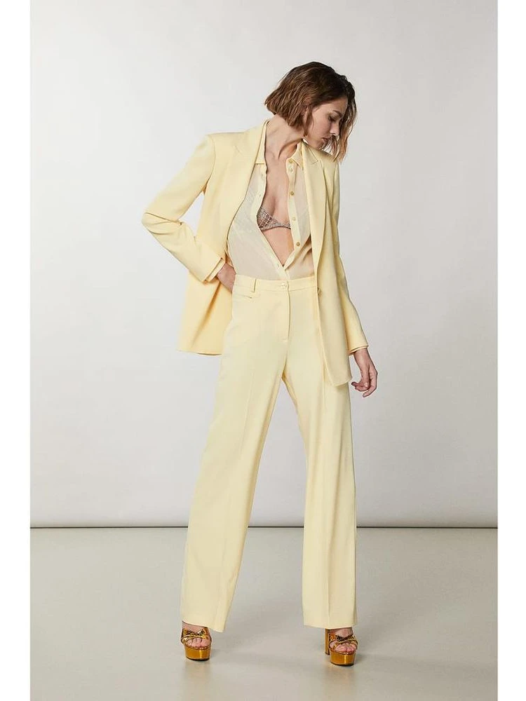 Yellow Polyester Casual Pants