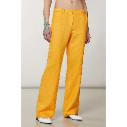 Orange Viscose Casual Pants