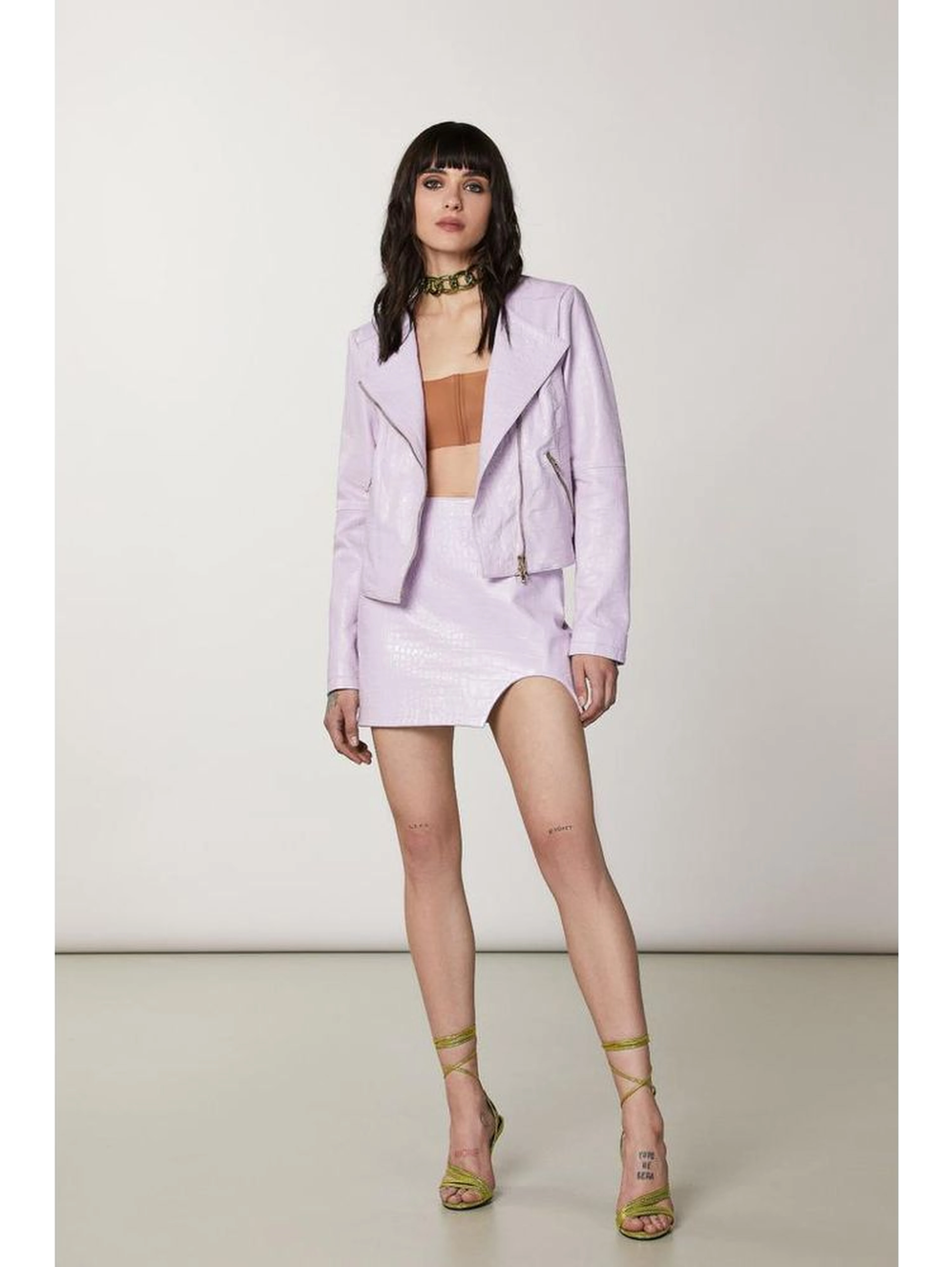 Purple Leather Mini Skirt