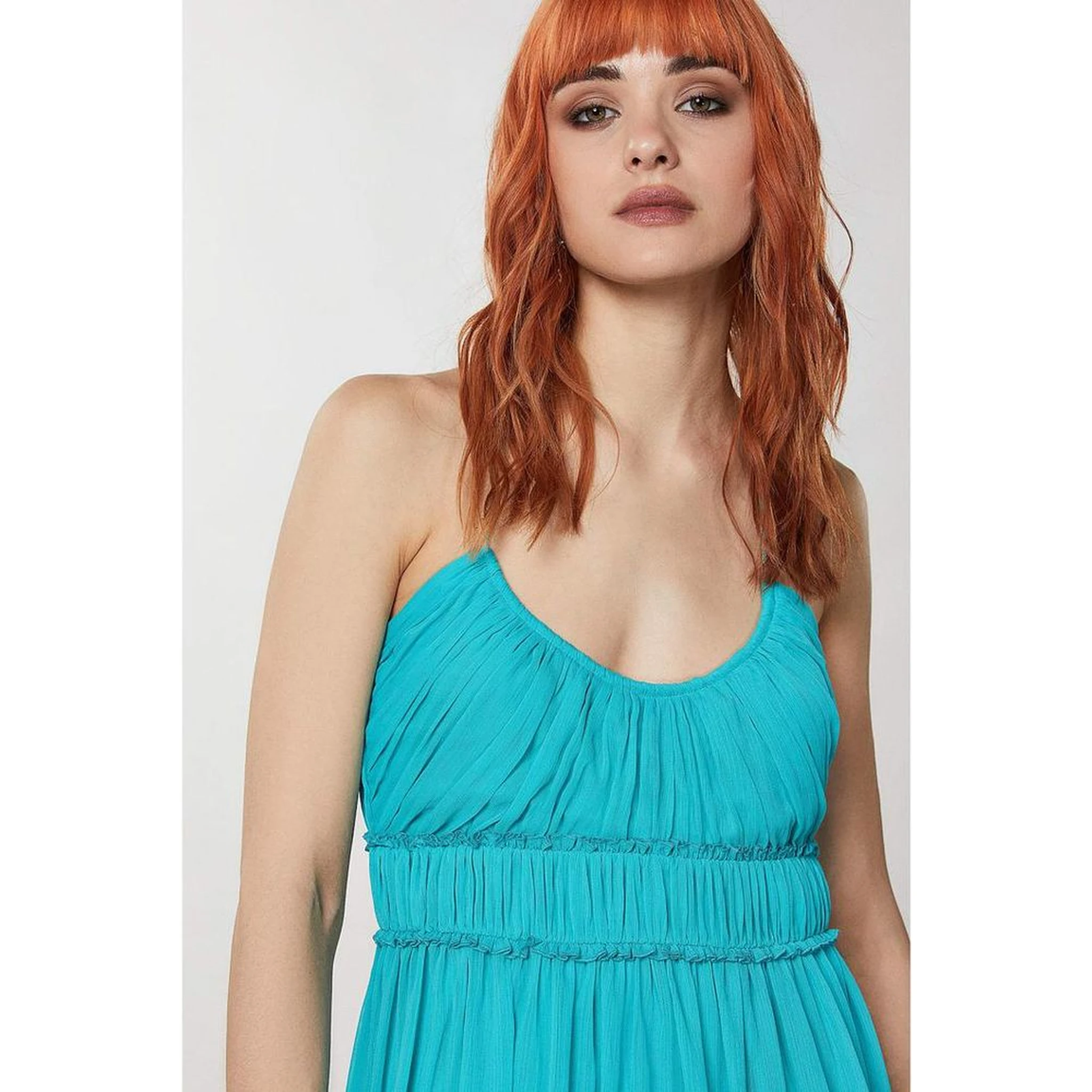 Turquoise Polyester Casual Dress