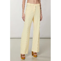Yellow Polyester Casual Pants