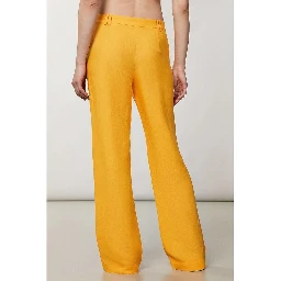 Orange Viscose Casual Pants